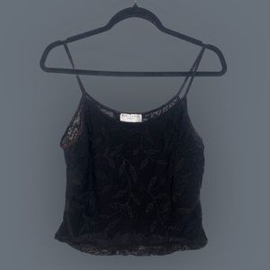 Black Sheer Tank with Beaded Details